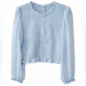 NWT Wilfred Tempest Smocked Blouse Blue Large Cottagecore Coquette Romantic